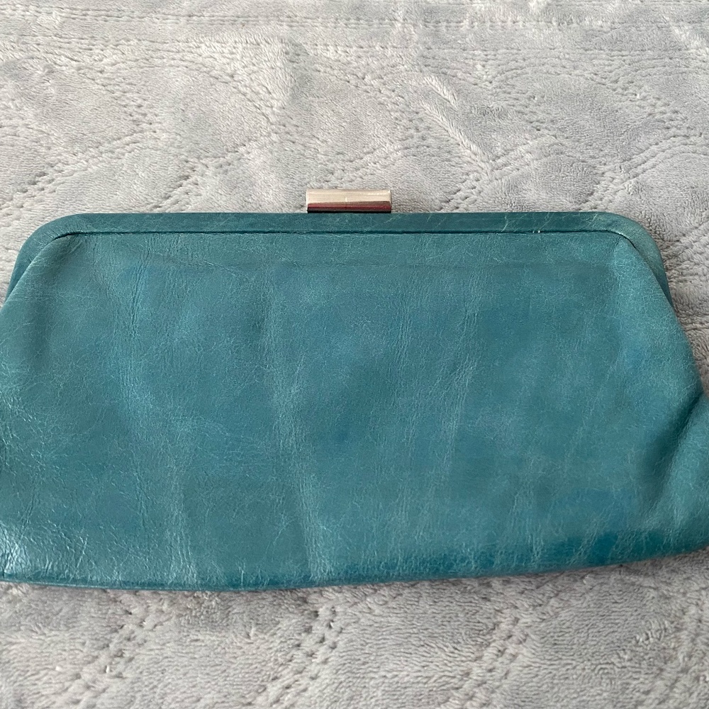 HOBO Teal-Blue leather clutch